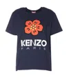 Kenzo Printed Logo Loose Cotton Jersey T-shirt In Blue