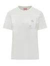 Kenzo Boke Flower Loose Pin Detail T-shirt In White