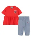 Kenzo Multicolor Set For Baby Girl With Logo And Flower In Blue