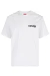 Kenzo White Classic T-shirt With Contrasting Logo Print In Cotton In White