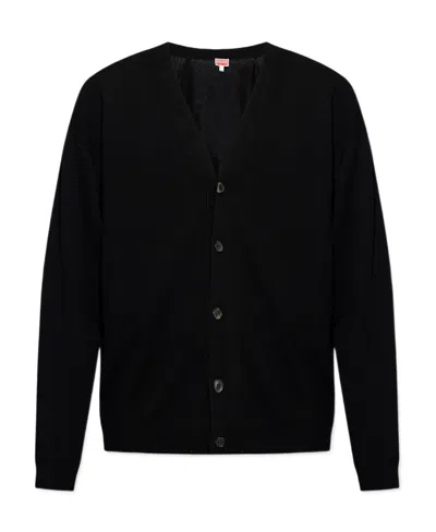 Kenzo Boke Flower V-neck Cardigan In Black