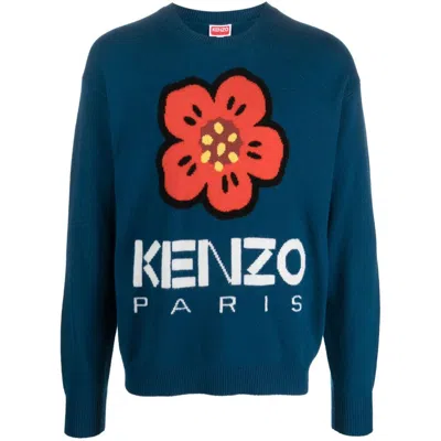 Kenzo Boke Flower Wool Jumper In Blue
