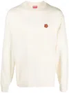Kenzo Flower-patch Crew-neck Sweatshirt In White