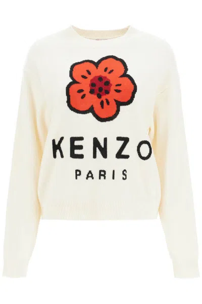 Kenzo 'boke Flower Wool Pullover In White