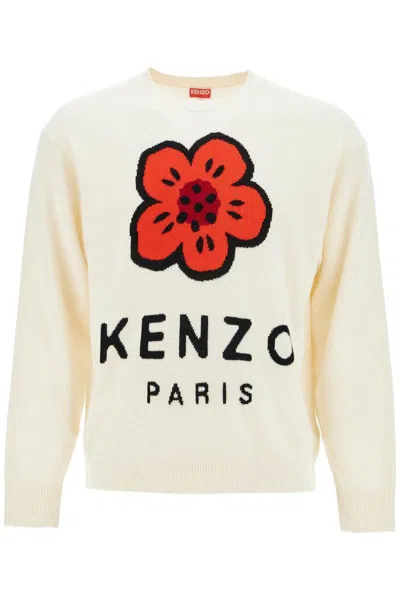 Kenzo Boke Flower Wool Sweater In White