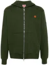Kenzo Hooded Drop Shoulder Cotton Crewneck Sweater In Green