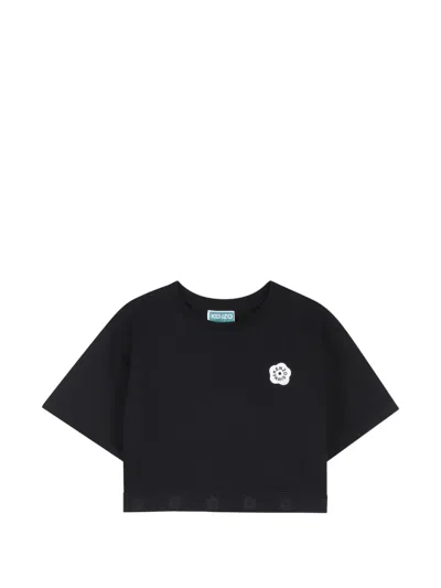 Kenzo Kids' Boke Flower-patch T-shirt In Blue