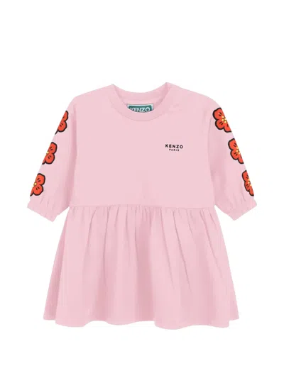 Kenzo Babies' Boke Flower-print Flared Dress In Pink