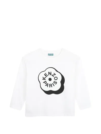 Kenzo Kids' Boke Flower-print Long-sleeve T-shirt In White