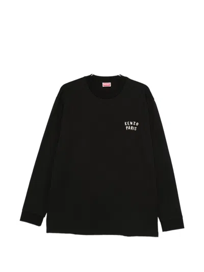 Kenzo Boke Heart Long Sleeve Cotton T-shirt In Black