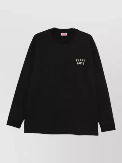 Kenzo Boke Heart Long Sleeve Cotton T-shirt In Black