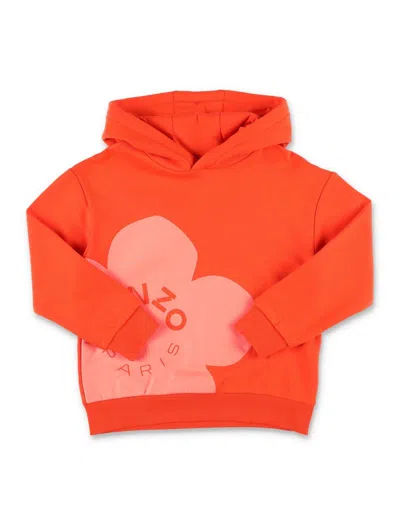 Kenzo Kids' Boke Logo-printed Long Sleeved Hoodie In Orange