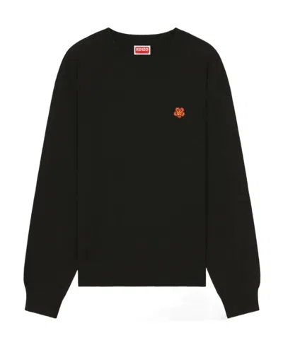 Kenzo Boke Flower-patch Cotton Sweatshirt In Black