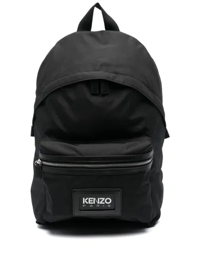 Kenzo Bold Logo Backpack For Men In Black With Two-way Zip And Laptop Pocket