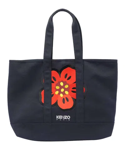 Kenzo Large Boke Flower Tote Bag In Blue