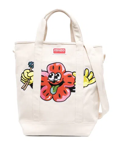 Kenzo Boke Blocks Natural Tote Bag In White