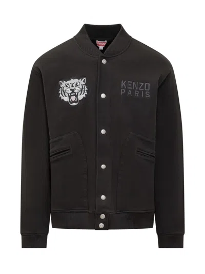 Kenzo Bomber Jacket With Embroidery In Brown