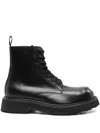 Kenzo Lace-up Leather Boots In Black