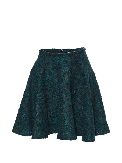 Pre-owned Kenzo Bouclé Mini Skirt In Green