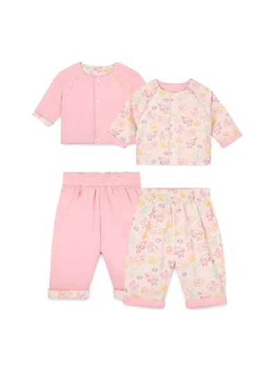 Kenzo Babies' 图案印花双面长裤套装 In Pink