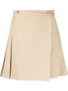 Kenzo Box-pleated A-line Wrap Miniskirt In Nude