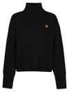 Kenzo Boke Flower Turtleneck Wool Sweater In J Noir