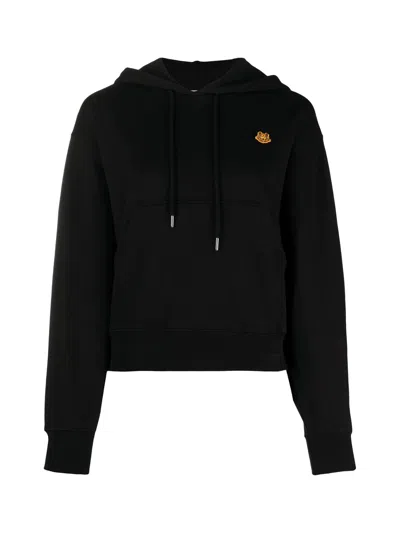 Kenzo Tiger Crest Embroidered Drawstring Hoodie In Blue