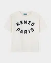 Kenzo Embroidered Logo Unisex Cotton T-shirt In Offwhite