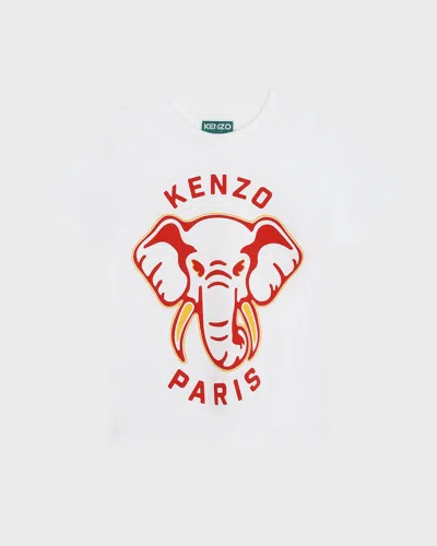 Kenzo Kids' Boy's Logo-print Elephant Graphic T-shirt In White