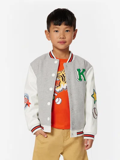 Kenzo Kids' Boys Baseball Jacket In Grey