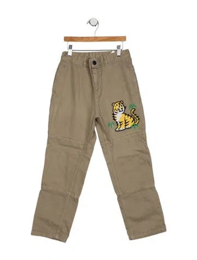 Pre-owned Kenzo Kids' Boys Branded Embroidered Pants In Neutrals