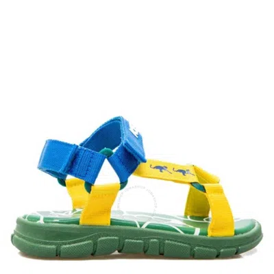 Kenzo Boys Colour-block Embossed-logo Touch-strap Sandals In Multi