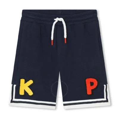 Kenzo Boys Drawstring Logo-patch Shorts In Blue