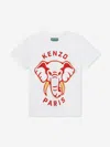 Kenzo Kids Teen Boys White Elephant Cotton T-shirt In White