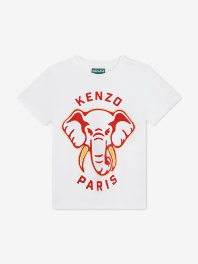 Kenzo Kids Teen Boys White Elephant Cotton T-shirt
