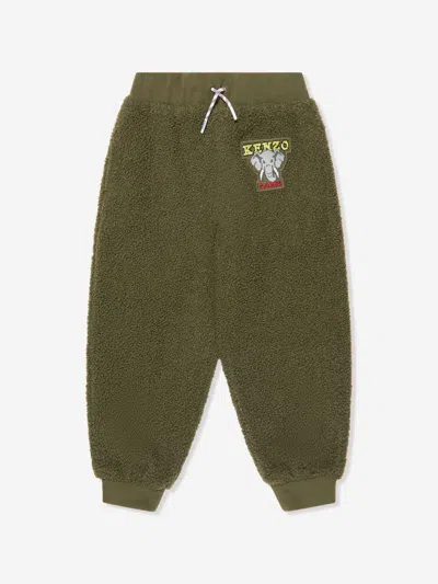 Kenzo Babies' Boys Faux Shearling Joggers In Green