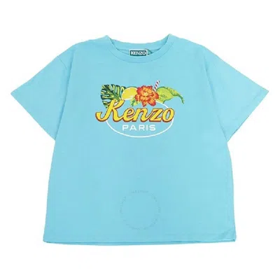 Kenzo Kids'  Boys Floral Logo Print Short-sleeved T-shirt In Green
