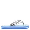 Kenzo Boys Hawaiian-print Logo Flip Flops In Blue
