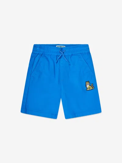 Kenzo Kids' Cotton Jersey Bermuda Shorts In Blue