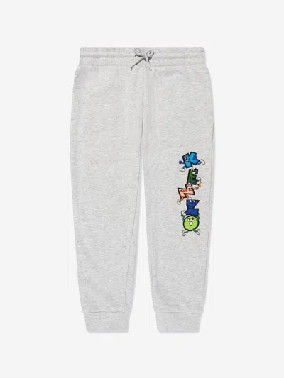 Kenzo Kids' Logo-embroidered Cotton Track Pants In Grey