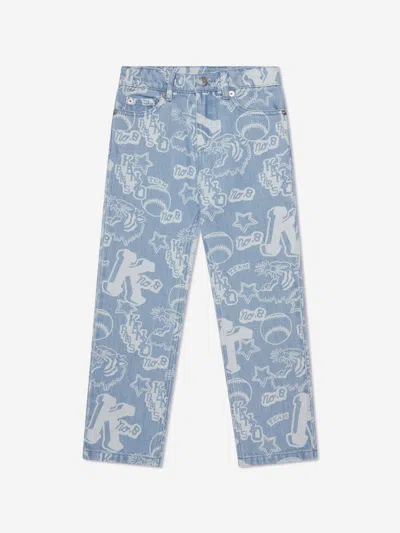 Kenzo Kids' Boys Logo Print Jeans In Blue