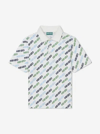 Kenzo Kids' Boys Logo Print Logo Shirt In Ivory