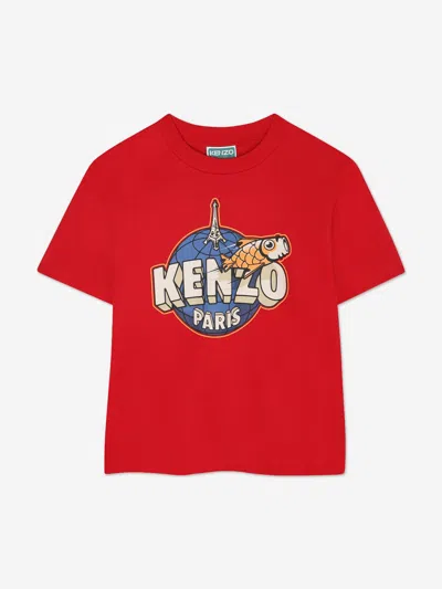 Kenzo Babies'  Boys Logo Print T-shirt In Red