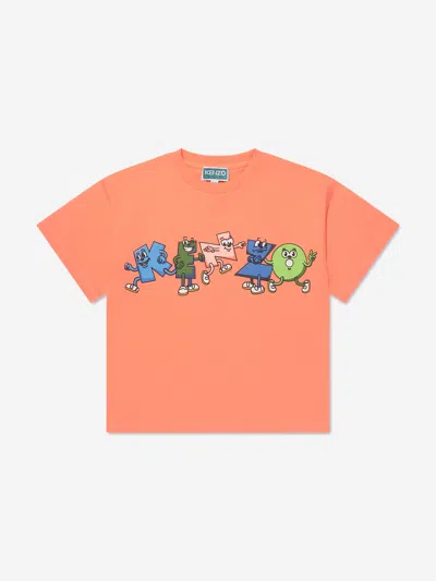 Kenzo Kids' Boys Logo T-shirt In Orange