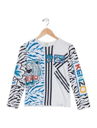 Pre-owned Kenzo Kids' Boys' Long Sleeve Graphic Printed Shirt In White