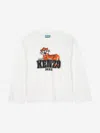 Kenzo Boys Long Sleeve Tiger Logo T-shirt In White