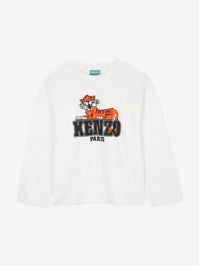 Kenzo Babies'  Boys Long Sleeve Tiger Logo T-shirt In White