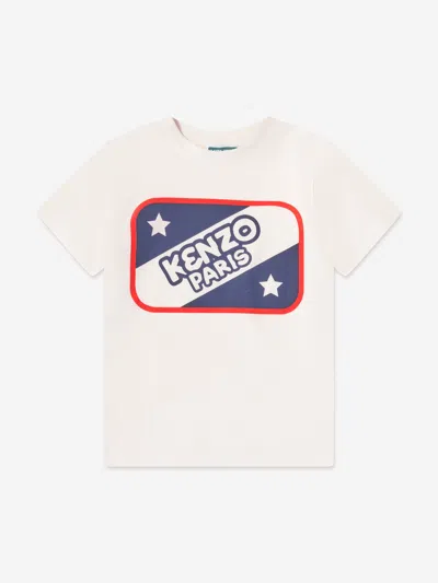 Kenzo Babies'  Kids Boys White Organic Cotton T-shirt In Ivory