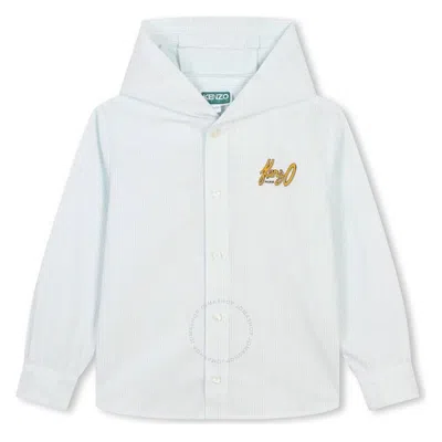 KENZO KENZO BOYS STRIPE HOODED COTTON OXFORD SHIRT