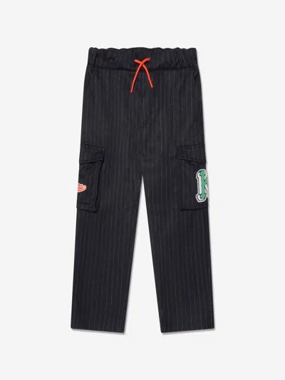 Kenzo Kids' Boys Striped Cargo Trousers In Blue